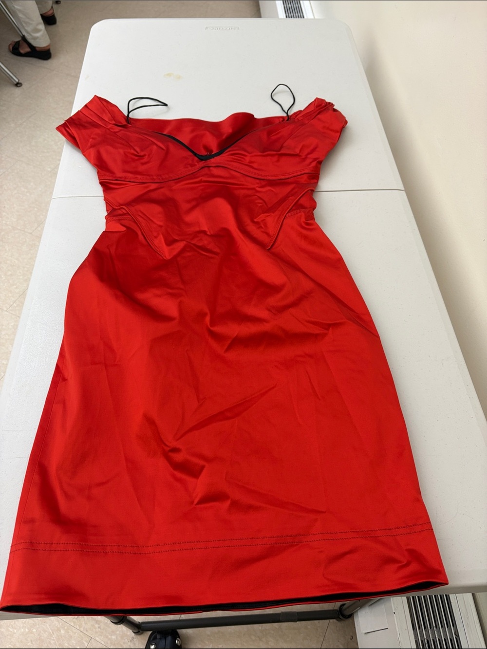 Zac Posen Red Off-Shoulder Midi Dress